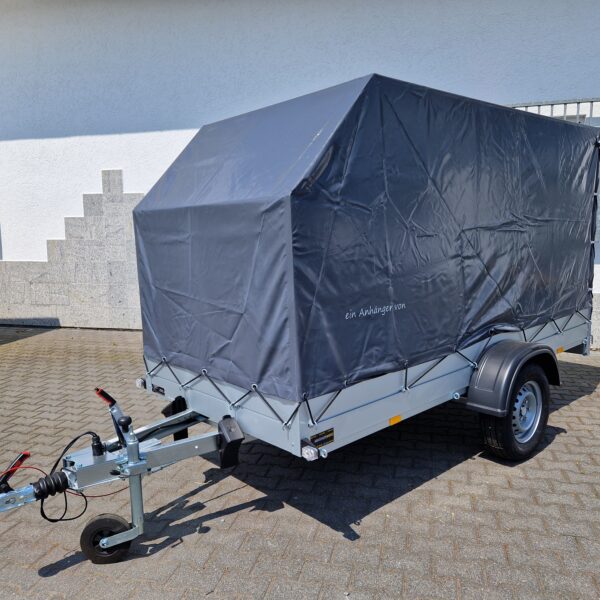 Aluliner Planen Anhänger GTB 1200 301x126x150cm +Hochplane grau schräg (M) 1200kg Aktion
