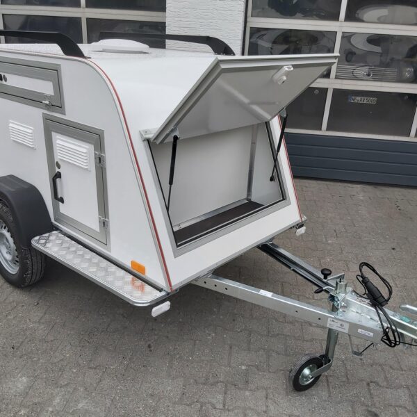 Koffer HundeTransport Anhänger TOM DOG 3 S 3 Boxen Staufach Lüfter Gepäckraum 750kg 100km/H Aktion